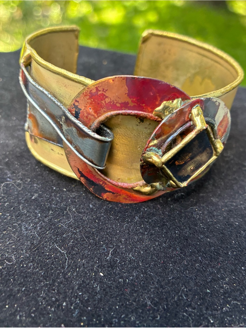 Brass Brutalist Cuff Bracelet Multi Metal